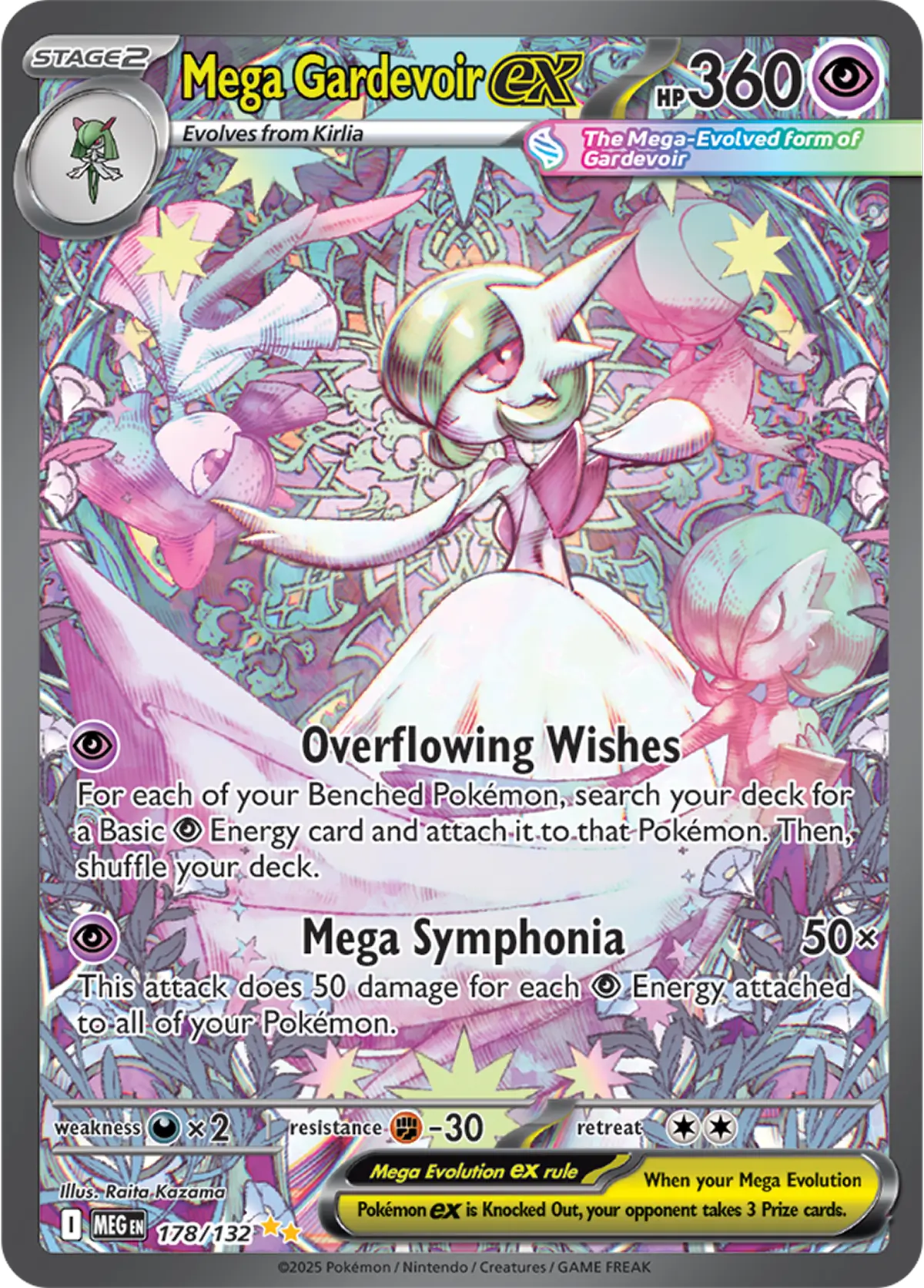 Mega Gardevoir ex 178/132 Pokemon card from Mega Evolution base set.
