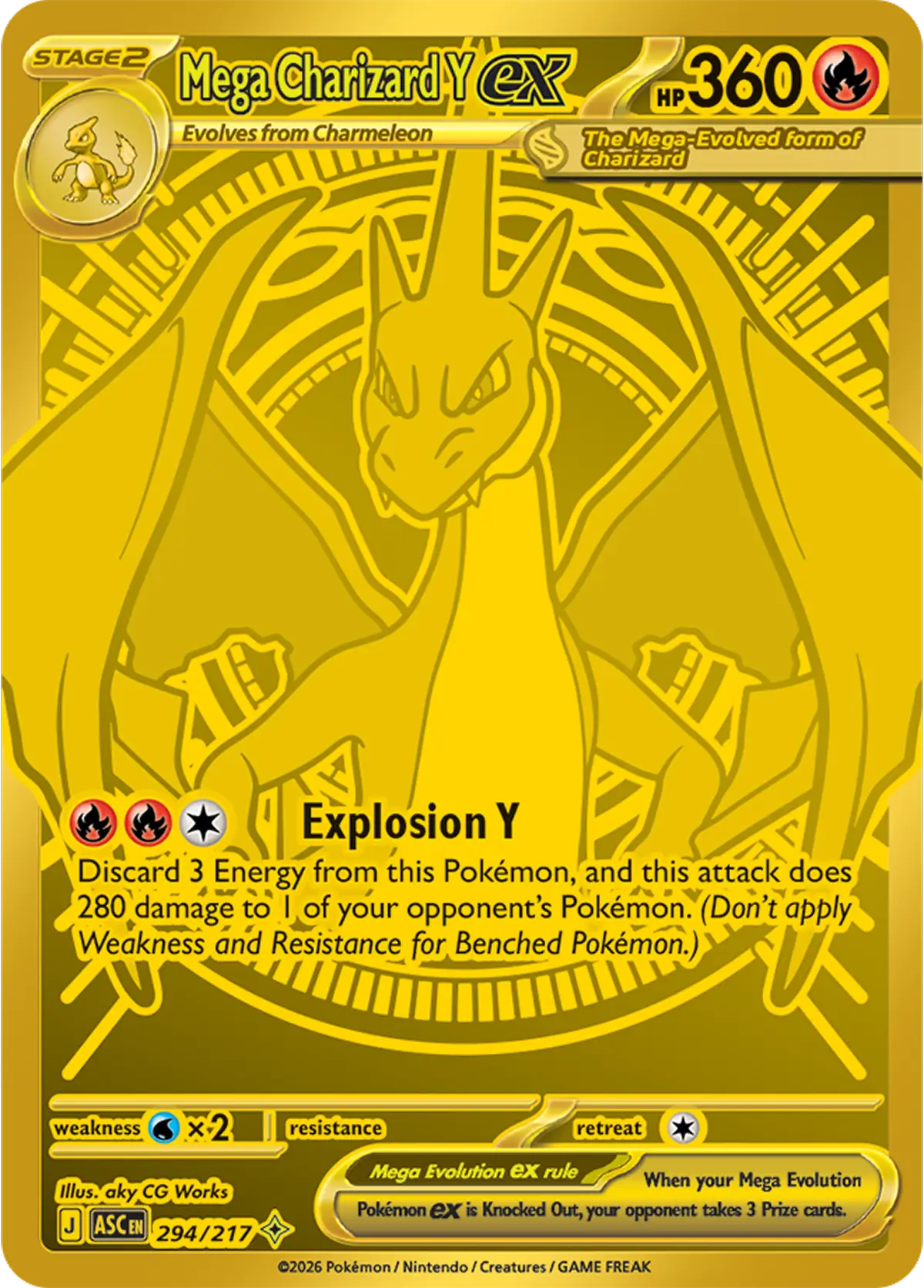 Mega Charizard Y ex 294/217 Pokemon card from Ascended Heroes set.