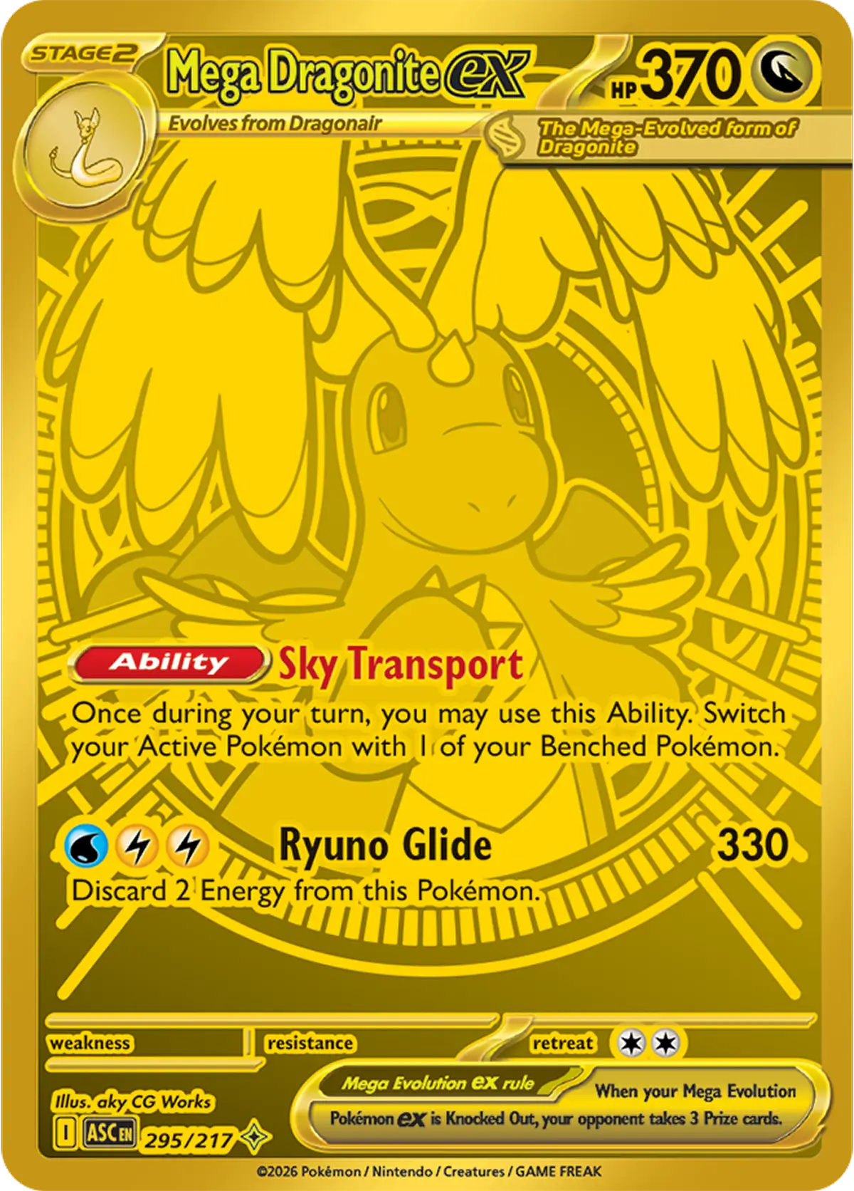 Mega Dragonite ex 295/217 Pokemon card from Ascended Heroes set.